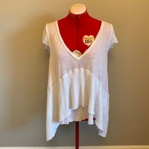 Free People White short sleeve ruffled top - LG